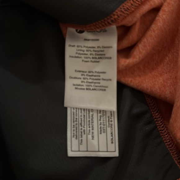 OROS Mens M  1/4 Zip Top Pullover Orange SolarCore Foam Insulated Mock Neck LS - Picture 4 of 6